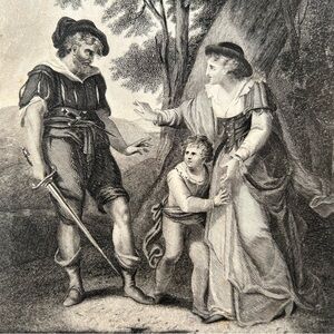 Queen Margaret and the Robber 7.5" x 5" Antique Engraving/Print